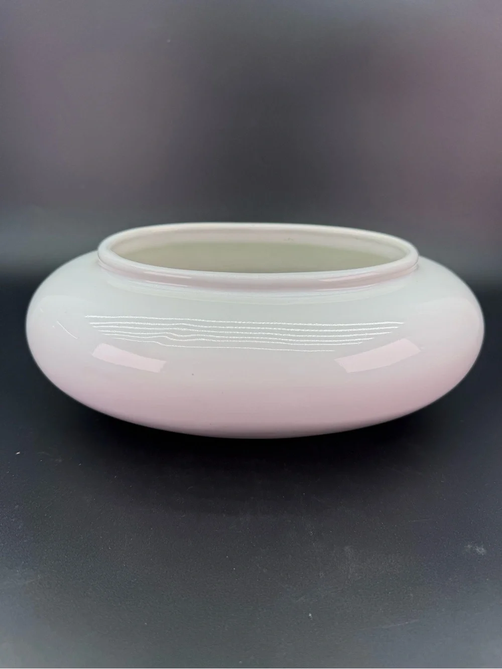 Vintage 80’s Haegar Pottery Glossy White Flying Saucer Style Planter